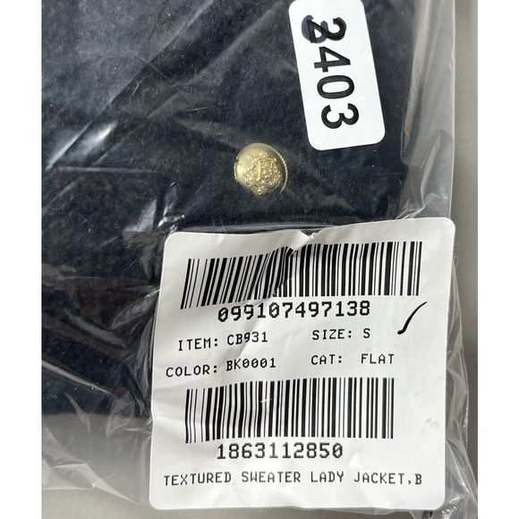 J Crew Textured Sweater Lady Jacket Small Black Gold Relaxed Classic Old Money - Picture 9 of 9